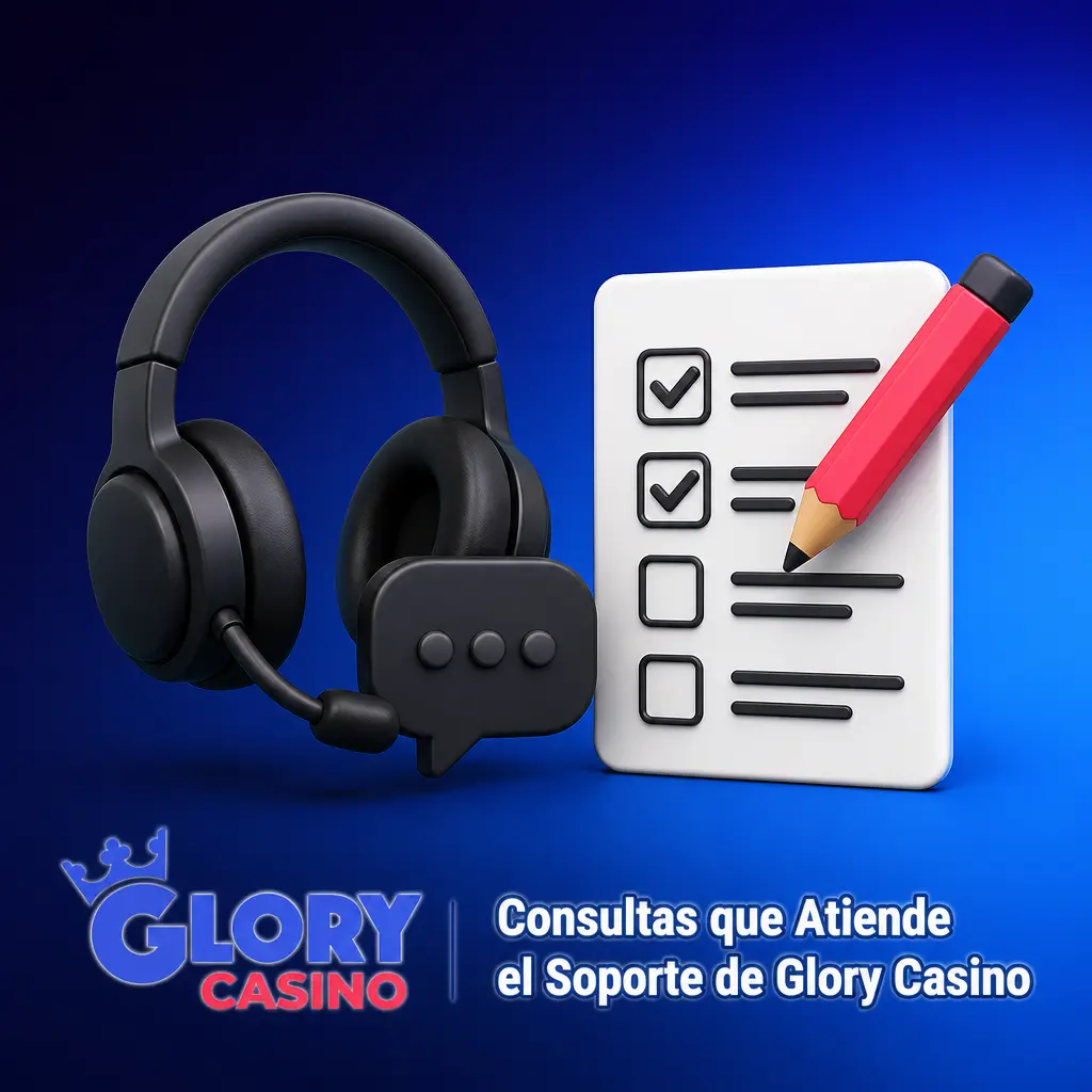 Soporte de Glory Casino: consultas sobre cuenta, pagos, bonos, juegos y aspectos técnicos de la plataforma.